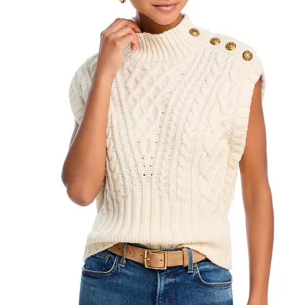 Veronica Beard Cream Cable Knit Sweater